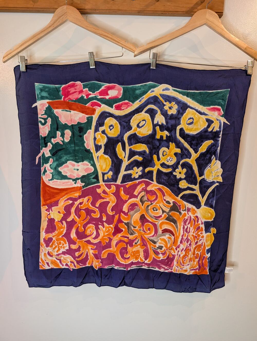 Metropolitan Museum of Art Womens Silk Scarf Matisse Vintage Floral Navy Japan
